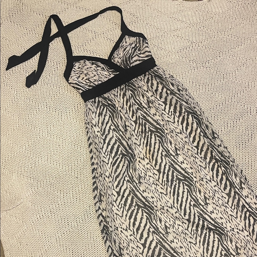 Love Tease Zebra Print Halter Maxi Dress Black & White Size 3